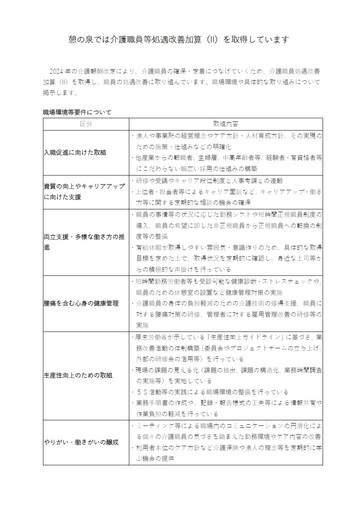 介護職員等処遇改善加算（II）の取得
